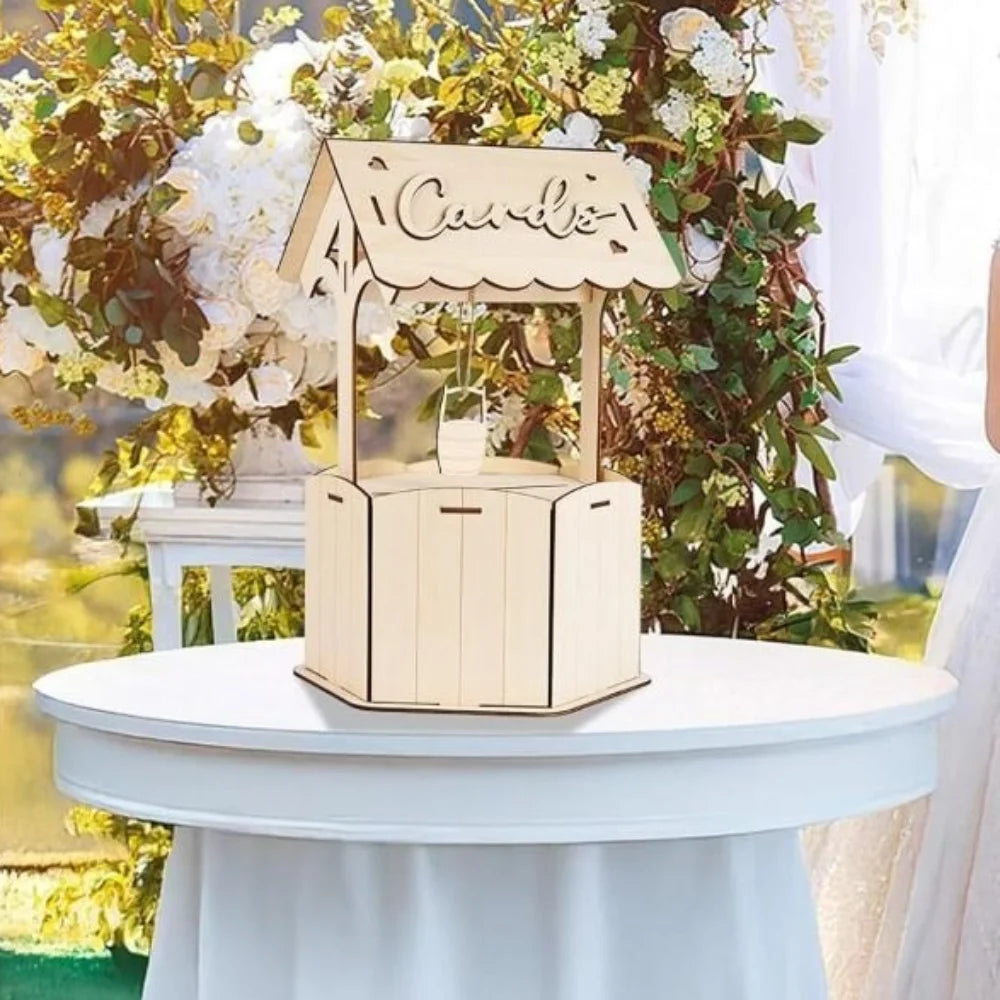 Urne Mariage Puits à Souhaits Bois Champêtre