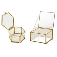 Boîte alliance verre hexagonale dorée
