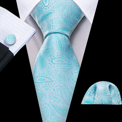 Cravate Mariage Homme Verte Pochette Boutons de Manchette