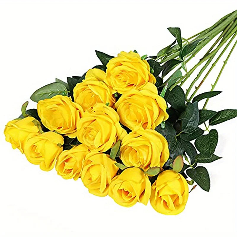 Fleurs artificielles mariage roses 12 tiges