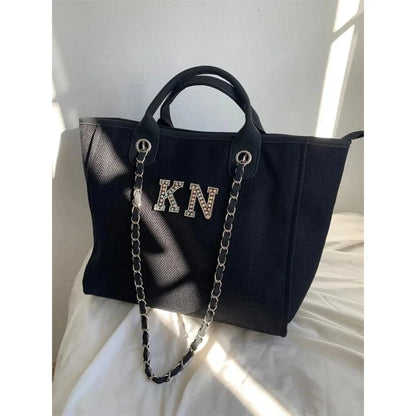 Tote Bag Personnalisé Initiales en Perles