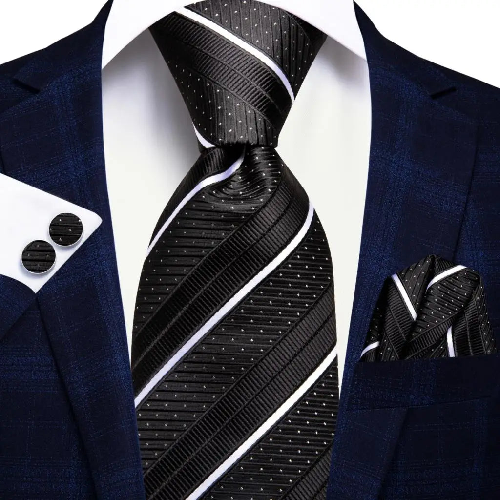 Coffret Cravate Mariage Homme avec Pochette et Manchettes