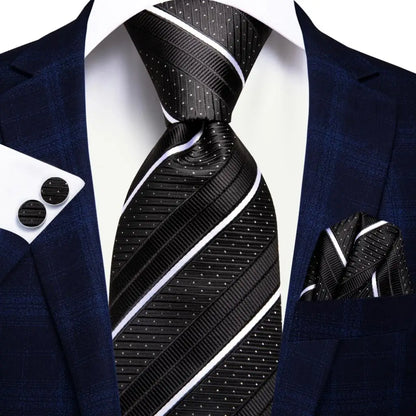 Coffret Cravate Mariage Homme avec Pochette et Manchettes