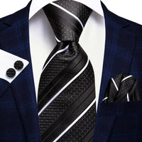 Coffret Cravate Mariage Homme avec Pochette et Manchettes — Modèle 3415