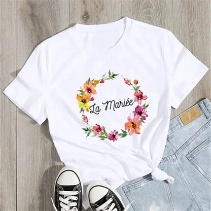 T-shirt EVJF La Mariée couronne fleurie