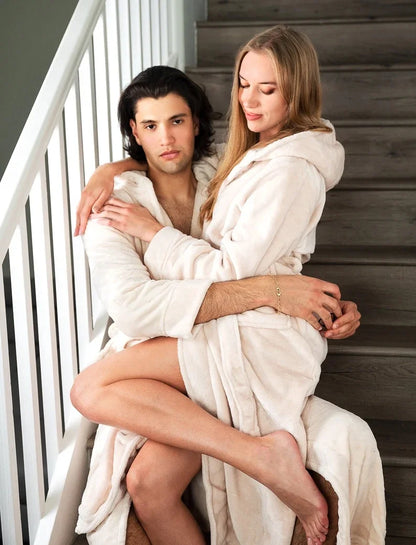 Peignoir couple personnalisé à capuche