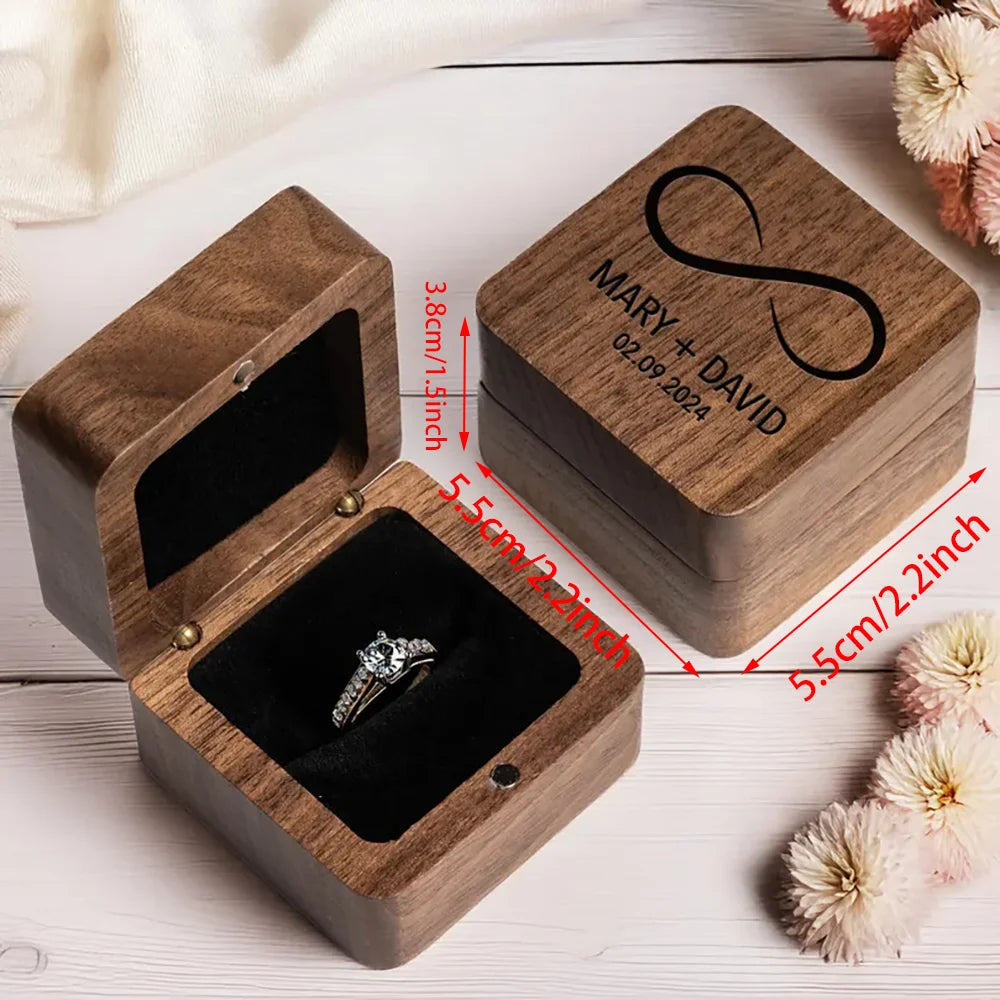 Boîte alliance mariage noyer personnalisée — vue 2