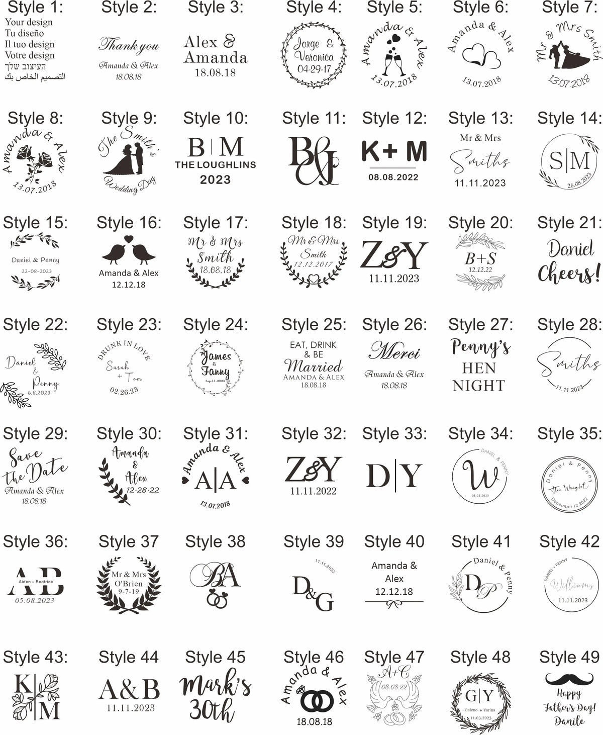 Lot de bouchons de bouteille mariage