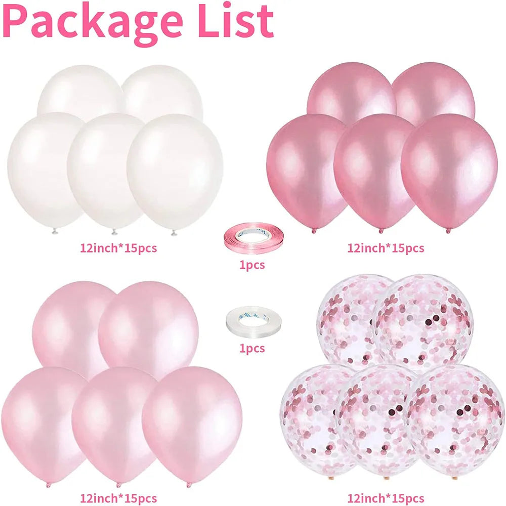 Ballons Mariage Rose et Blanc Confettis