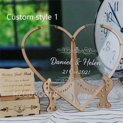 Livre d'or mariage original cœur bois