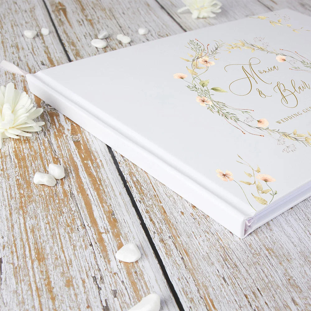 Livre d'Or Mariage Personnalisé Fleurs Aquarelle — vue 4