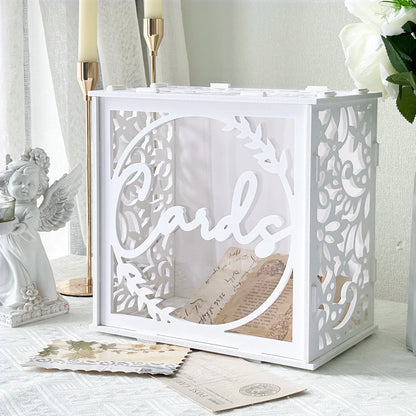 Urne mariage blanche ajourée à enveloppes