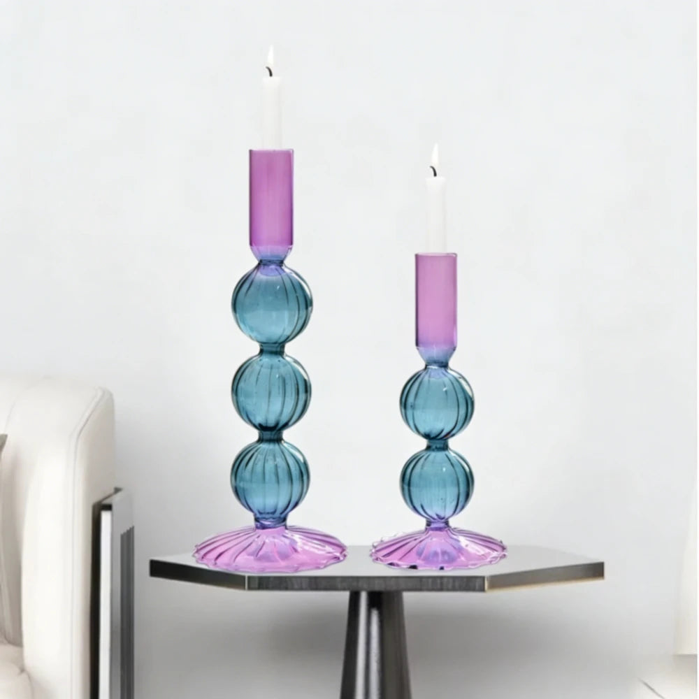 Bougeoir Vase Verre Coloré Mariage — vue 5