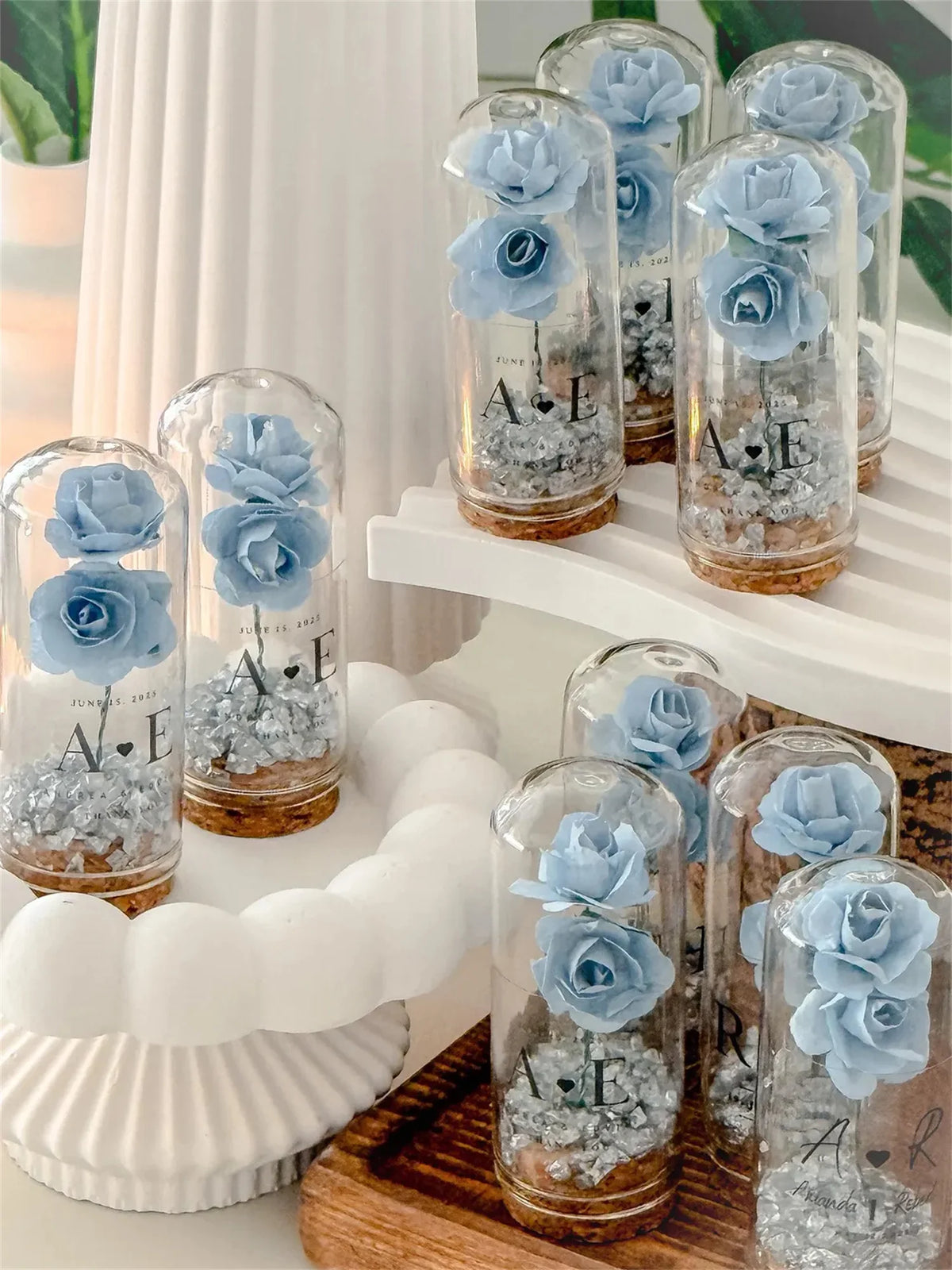Cadeau invité mariage rose sous cloche — vue 3