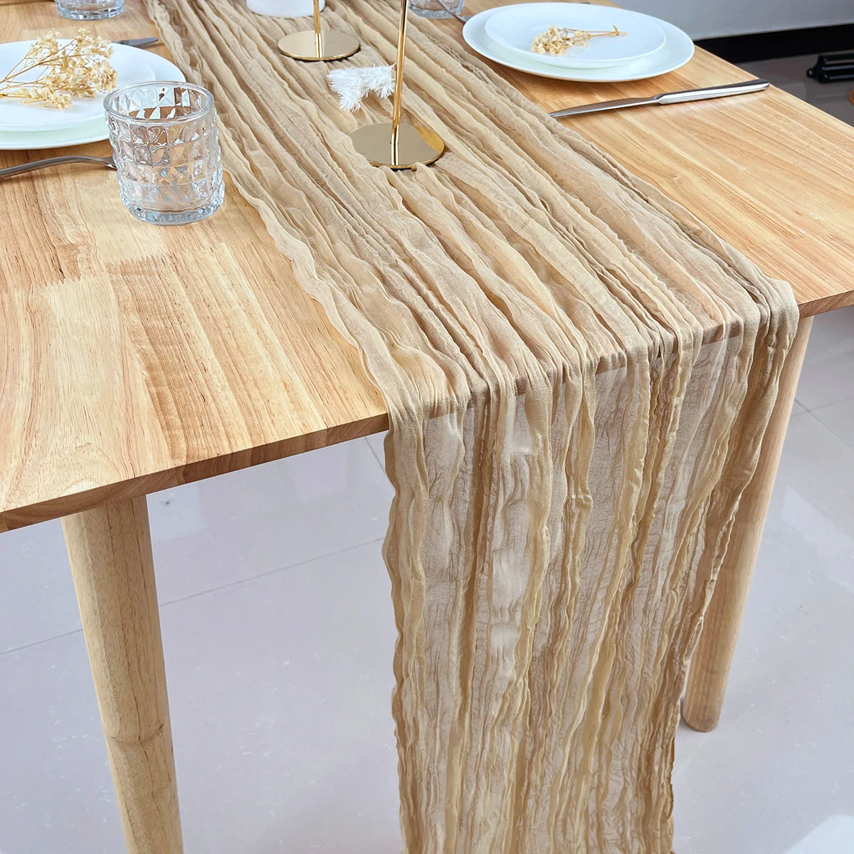 Chemin de Table Mariage en Gaze Froissée