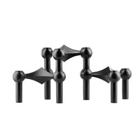 Bougeoir mariage métal modulaire empilable 3 bougies — Noir mat, lot de 3
