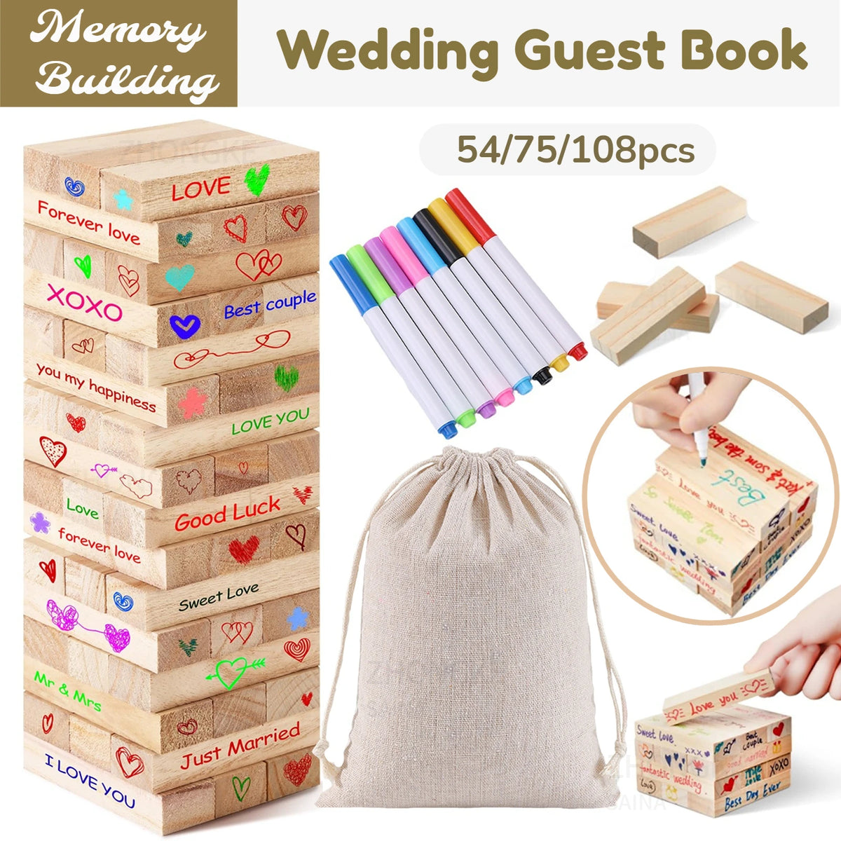 Livre d'or mariage original blocs bois