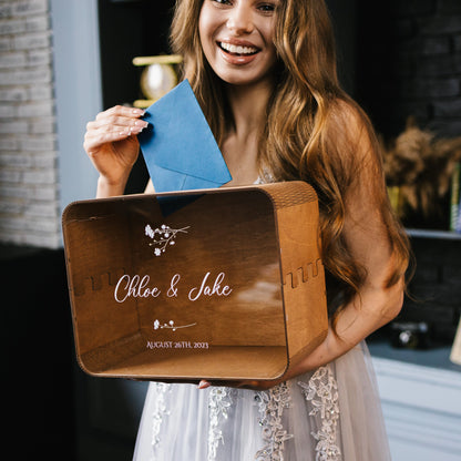 Urne mariage bois champêtre personnalisée