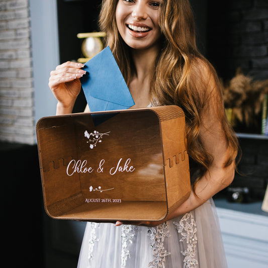 Urne mariage bois champêtre personnalisée
