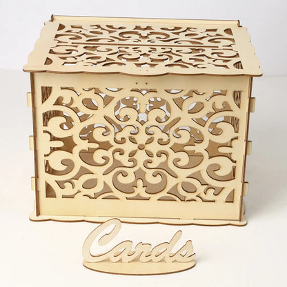 Urne Mariage en Bois Ajouré avec Serrure — Motif 1376