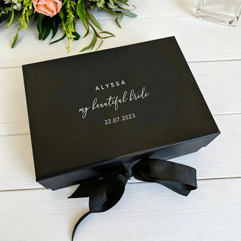 Coffret cadeau mariage personnalisé noir et blanc