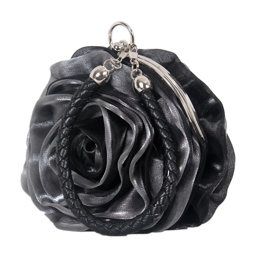 Sac pochette mariée fleur de rose
