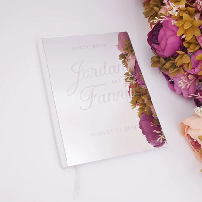 Livre d'Or Mariage Personnalisé Effet Miroir Doré ou Argenté