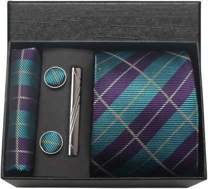 Coffret Cravate Mariage 8 cm Pochette Pince et Manchettes