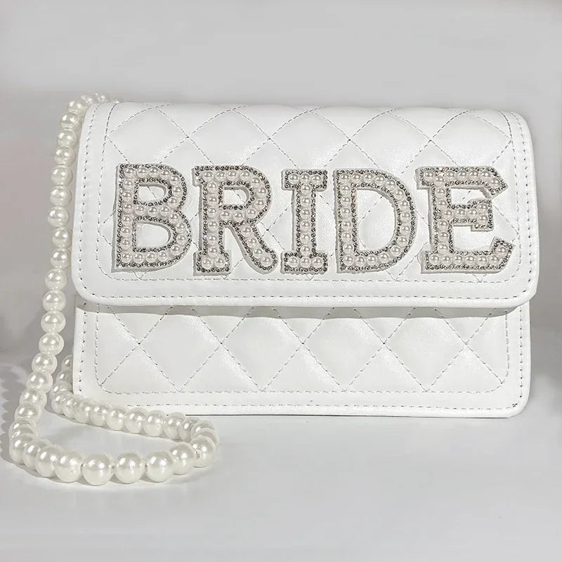 Sac mariée blanc matelassé à perles