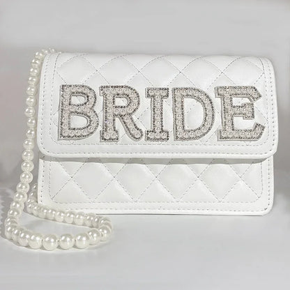 Sac mariée blanc matelassé à perles