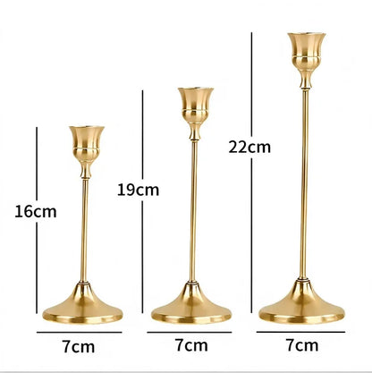 Trio Bougeoirs Vintage Aluminium Mariage — vue 9