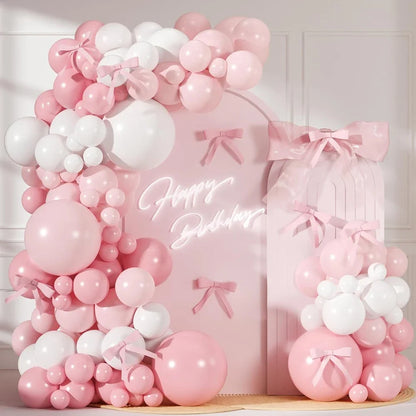 Arche de ballons mariage rose pastel et blanc