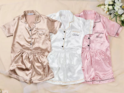 Pyjama Short Satin Prénom Personnalisé