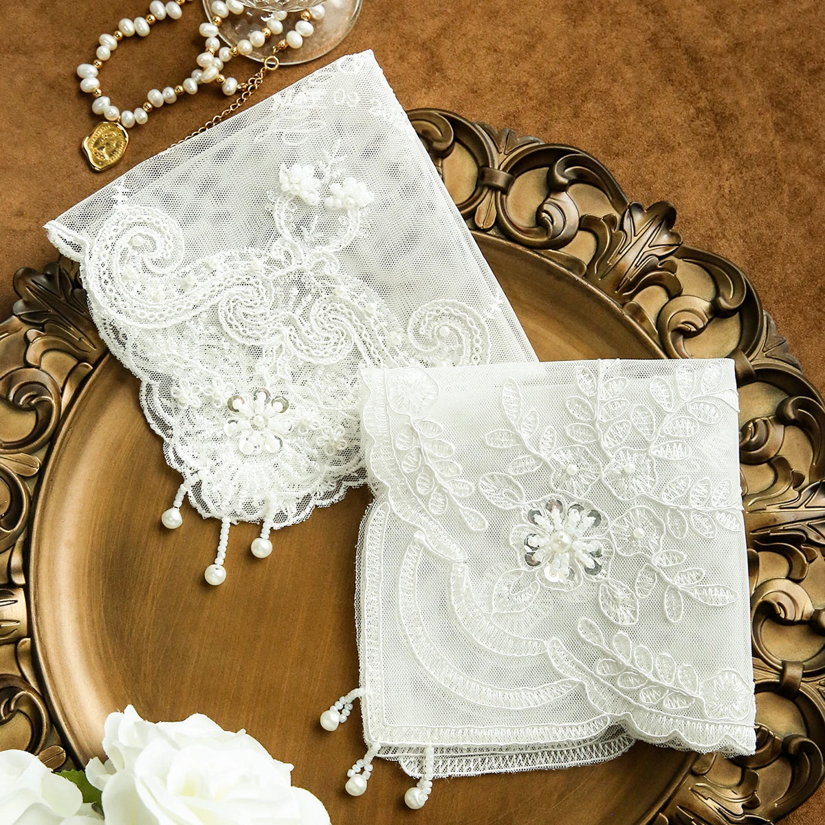 Mouchoir Mariage Personnalisé Brodé Dentelle