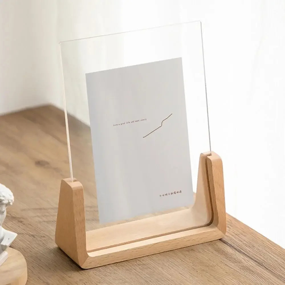 Cadre photo mariage acrylique socle bois en U