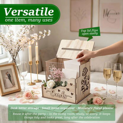 Urne mariage bois fenêtre et jardinière