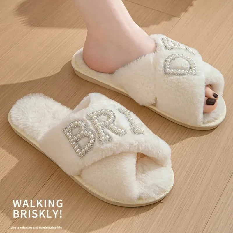 Chaussons Mariée à Lettres Perlées