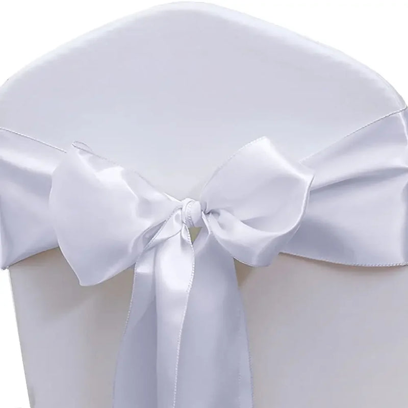 Nœud de Chaise Mariage Satin Lot 10 ou 50 — Blanc