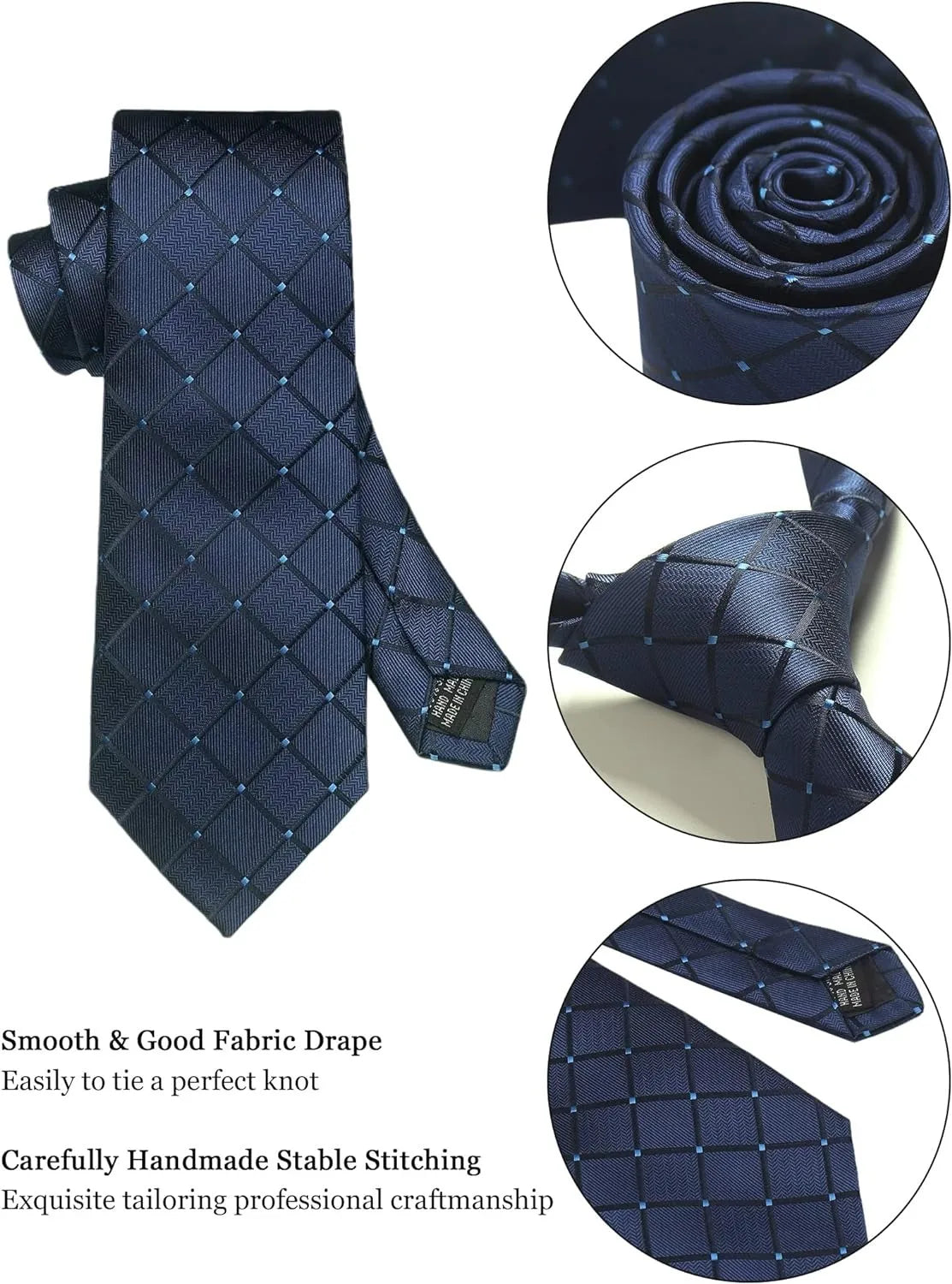 Coffret Cravate Mariage 8 cm Pochette Pince et Manchettes