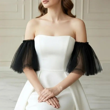 Manches amovibles mariée en tulle noir
