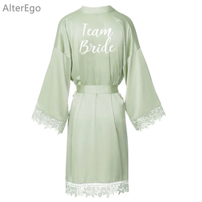Peignoir Sauge Dentelle Demoiselle d'Honneur