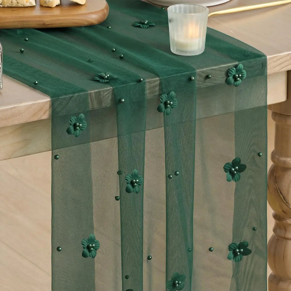 Chemin de Table Tulle Perles