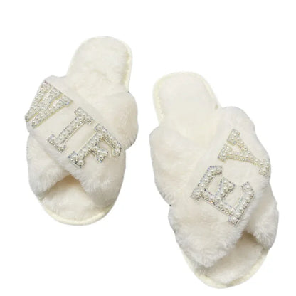 Chaussons Mariée en Fausse Fourrure