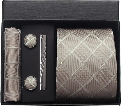 Coffret Cravate Mariage 8 cm Pochette Pince et Manchettes