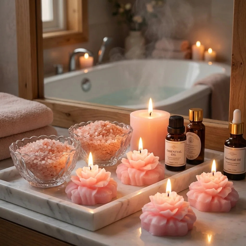 Bougies Pivoine Rose Cadeau Invités
