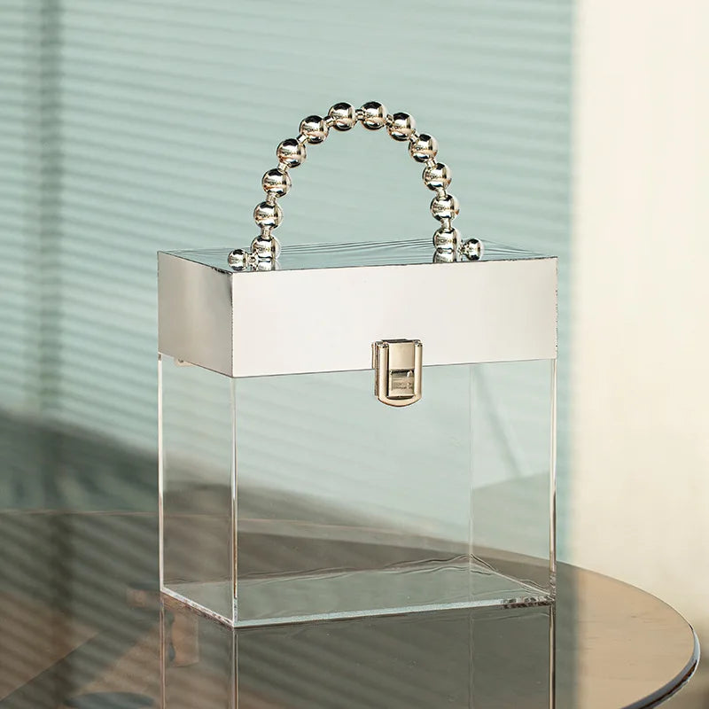 Boîte à dragées mariage transparente à poignée