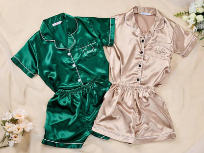 Pyjama Short Satin Prénom Personnalisé