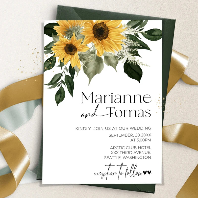 Faire-Part Mariage Tournesol Personnalisé