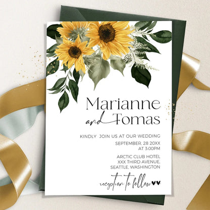 Faire-Part Mariage Tournesol Personnalisé