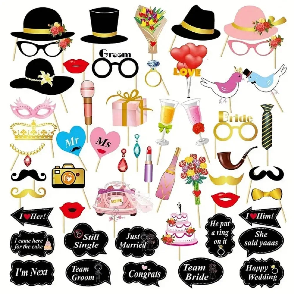 Kit Photobooth Mariage 53 Accessoires